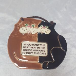 Smoky Mountain Pottery Vintage '94 Ceramics Funny Tabby Cat Kitten Wall Plaque